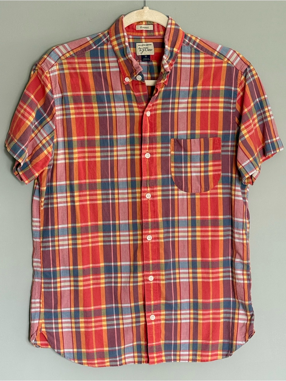 J. Crew Red and Blue Plaid Short-Sleeve Button-Down Shirt
